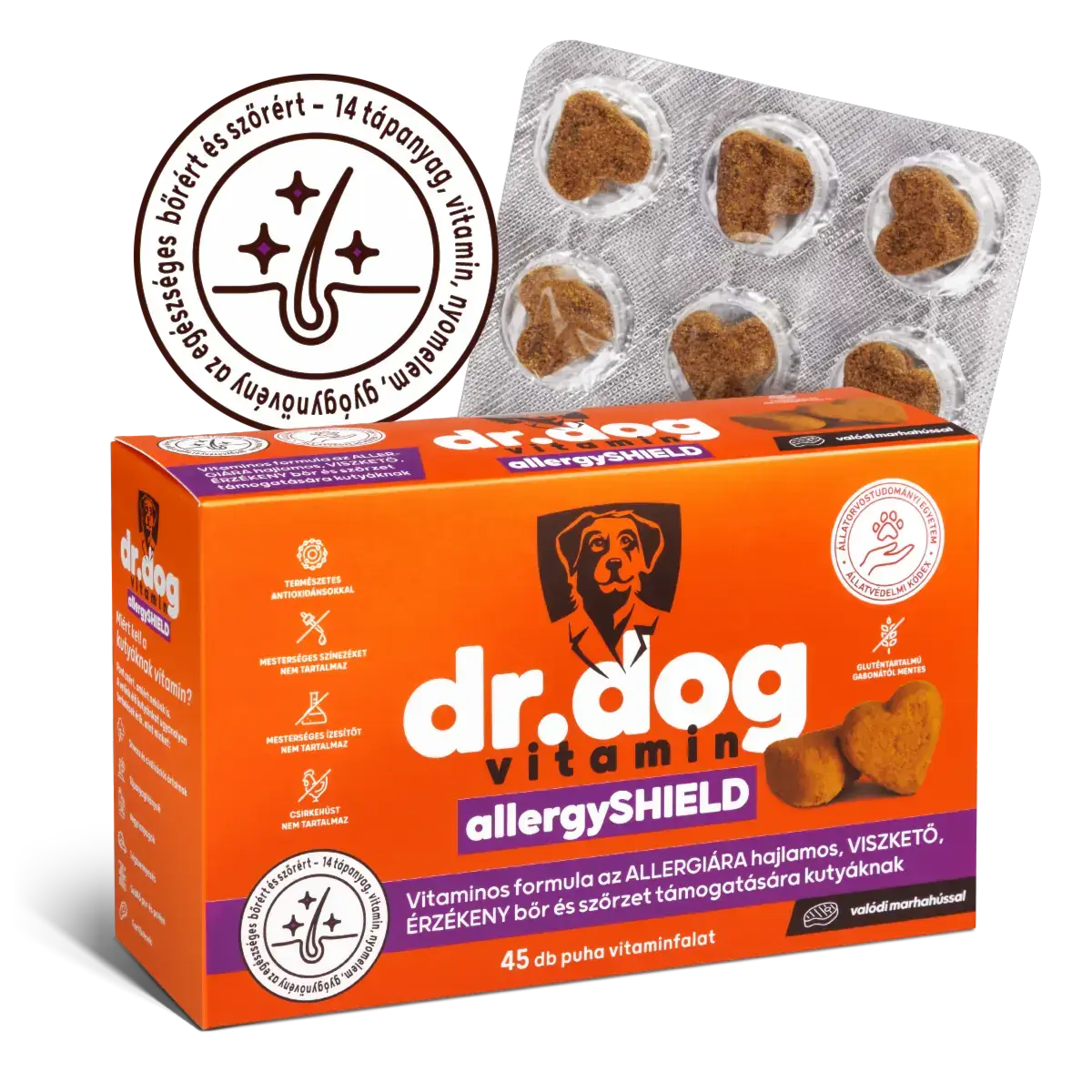 Dr. Dog Vitamin allergySHIELD kutyavitamin vitaminfalat jutalomfalat